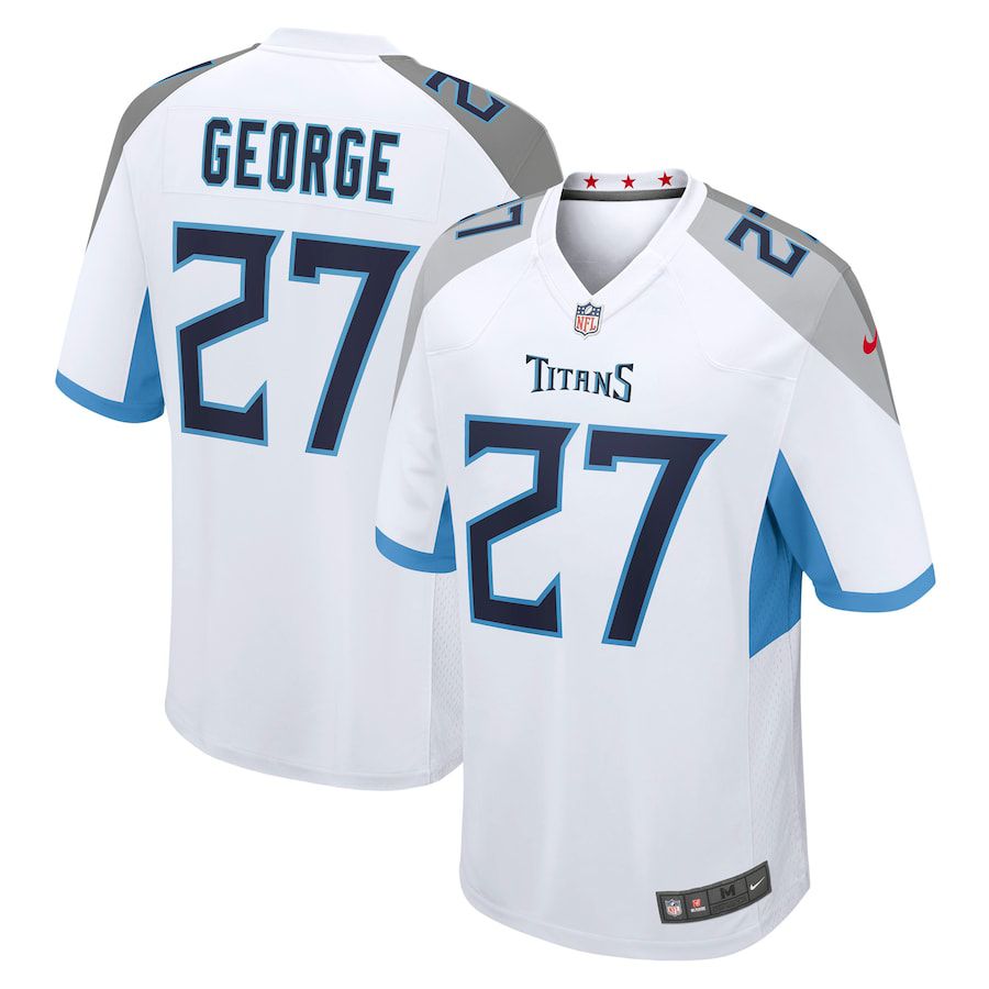 Men Tennessee Titans #27 Eddie George Nike White Retired Player Game NFL Jersey